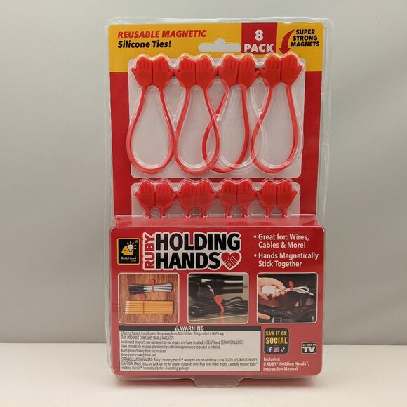Ruby Holding Hands 8 Pack | Reusable Magnetic Silicone Ties R1-2123 ASOTV | NEW - Picture 1 of 4